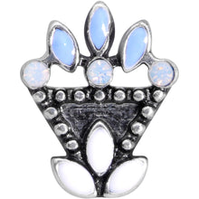 Load image into Gallery viewer, 16G 1/4 White Blue Faux Opal Ornate Labret Monroe Tragus
