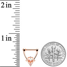 Load image into Gallery viewer, 16G 5/16 White Synth Opal Rose Gold Tone Scroll Cartilage Clicker
