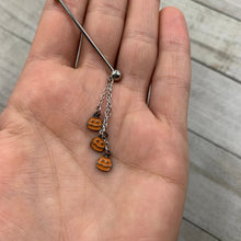 Load image into Gallery viewer, 14G Halloween Pumpkin Chain Dangle Industrial Barbell 38mm

