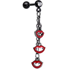 Load image into Gallery viewer, 16G 1/4 Clear Gem Black Halloween Vampire Fangs Dangle Cartilage
