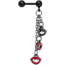 Load image into Gallery viewer, 16G 1/4 Clear Gem Black Halloween Vampire Fangs Dangle Cartilage
