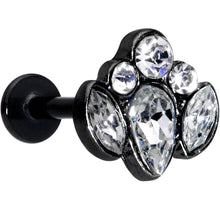 Load image into Gallery viewer, 16G 5/16 Clear Gem Black Cluster Labret Monroe Tragus
