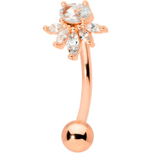 Load image into Gallery viewer, Clear Gem Rose Gold Tone Spray Belly Ring
