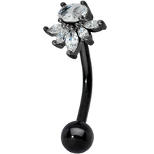 将图片加载到图库查看器，Clear Gem Black Spray Belly Ring
