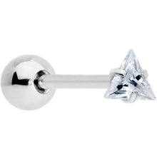 将图片加载到图库查看器，Clear CZ Gem Triangle Top Barbell Tongue Ring
