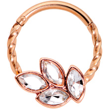 Load image into Gallery viewer, 16G 3/8 Clear Gem Rose Gold Tone Oval Twisted Cartilage Clicker
