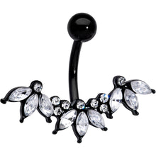Load image into Gallery viewer, Clear Gem Black Clusters Belly Ring
