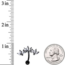 Load image into Gallery viewer, Clear Gem Black Clusters Belly Ring
