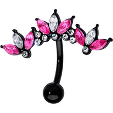 将图片加载到图库查看器，Clear Pink Gem Black Clusters Belly Ring
