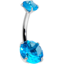 将图片加载到图库查看器，Aqua CZ Gem Round Duo Internally Threaded Belly Ring
