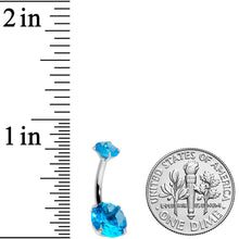 将图片加载到图库查看器，Aqua CZ Gem Round Duo Internally Threaded Belly Ring
