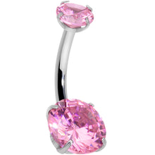 Load image into Gallery viewer, Pink CZ Gem Round Duo Internally Threaded Belly Ring
