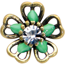 Load image into Gallery viewer, 16G 5/16 Clear Gem Gold Tone Green Flower Labret Monroe Tragus
