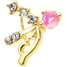 Load image into Gallery viewer, 16G 5/16 Pink Faux Opal Gold Tone Cupids Bow Labret Monroe Tragus
