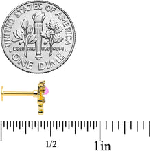 Load image into Gallery viewer, 16G 5/16 Pink Faux Opal Gold Tone Cupids Bow Labret Monroe Tragus
