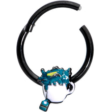 Load image into Gallery viewer, 16G 3/8 Black Creepy Tea Halloween Hinged Segment Ring
