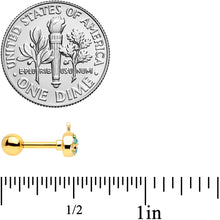 Load image into Gallery viewer, 16G 1/4 Aqua Gem Gold Tone Water Whale Cartilage Tragus
