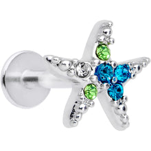 Load image into Gallery viewer, 16G 5/16 Aurora Aqua Gem Nautical Starfish Labret Monroe Tragus
