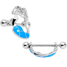 Load image into Gallery viewer, 14G 9/16 Clear Gem Blue Mermaid Nipple Shield Set
