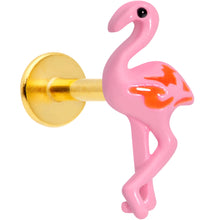 Load image into Gallery viewer, 16G 5/16 Gold Tone Pink Flamingo Labret Monroe Tragus

