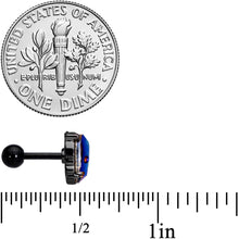 Load image into Gallery viewer, 16G 1/4 Blue Gem Black Sugar Skull Halloween Cartilage Tragus
