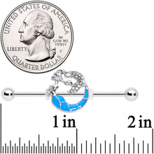 Load image into Gallery viewer, 14G Clear Gem Blue Curved Mermaid Industrial Barbell 38mm
