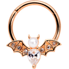 Load image into Gallery viewer, 16G 3/8 Clear Gem Rose Gold Tone Bat Halloween Segment Ring
