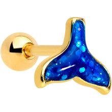 Load image into Gallery viewer, 16G 1/4 Gold Tone Iridescent Mermaid Tail Cartilage Tragus
