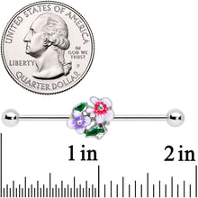 Load image into Gallery viewer, 14G Clear Gem Fanciful Flowers Industrial Barbell 38mm
