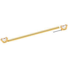 Load image into Gallery viewer, 14G Clear CZ Gem Gold Tone Threadless Industrial Barbell 38mm
