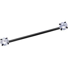 Load image into Gallery viewer, 14G Clear CZ Gem Black Threadless Industrial Barbell 38mm
