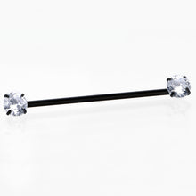 Load image into Gallery viewer, 14G Clear CZ Gem Black Threadless Industrial Barbell 38mm
