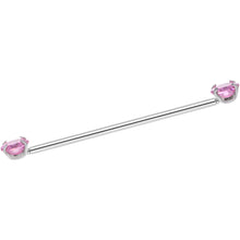将图片加载到图库查看器，14G Pink CZ Gem Threadless Industrial Barbell 38mm

