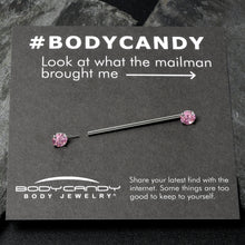 将图片加载到图库查看器，14G Pink CZ Gem Threadless Industrial Barbell 38mm
