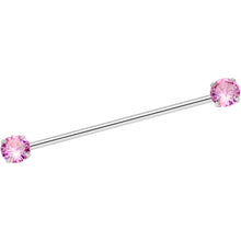 将图片加载到图库查看器，14G Pink CZ Gem Threadless Industrial Barbell 38mm
