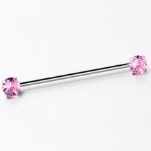 将图片加载到图库查看器，14G Pink CZ Gem Threadless Industrial Barbell 38mm
