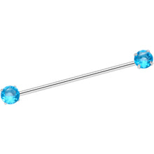 Load image into Gallery viewer, 14G Aqua CZ Gem Threadless Industrial Barbell 38mm
