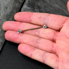 Load image into Gallery viewer, 14G Clear CZ Gem Rainbow Threadless Industrial Barbell 38mm
