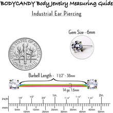 Load image into Gallery viewer, 14G Clear CZ Gem Rainbow Threadless Industrial Barbell 38mm
