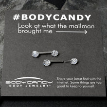 Load image into Gallery viewer, 14G 1/2 Clear CZ Gem Threadless Barbell Nipple Ring Set
