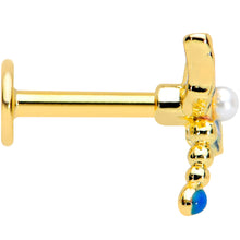 Load image into Gallery viewer, 16G 1/4 Gold Tone White Orb Dragonfly Labret Monroe Tragus
