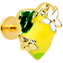 Load image into Gallery viewer, 16G 1/4 Gold Tone Bee Flower Lemon Labret Monroe Tragus
