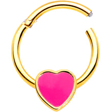 将图片加载到图库查看器，16G 3/8 Gold Tone Pink Heart Hinged Segment Ring
