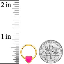 将图片加载到图库查看器，16G 3/8 Gold Tone Pink Heart Hinged Segment Ring
