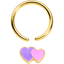 Load image into Gallery viewer, 16G 3/8 Gold Tone Purple Hearts BCR Captive Ring
