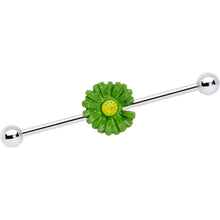 Load image into Gallery viewer, 14G Green Daisy Industrial Barbell 38mm
