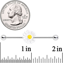 Load image into Gallery viewer, 14G White Daisy Industrial Barbell 38mm
