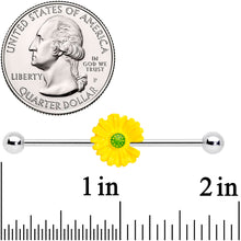 将图片加载到图库查看器，14G Yellow Daisy Industrial Barbell 38mm
