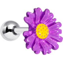 Load image into Gallery viewer, 16G 1/4 Purple Daisy Flower Cartilage Tragus Earring
