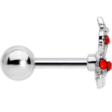 Load image into Gallery viewer, 16G 1/4 Red Gem Skeleton Hand Halloween Cartilage Tragus Earring
